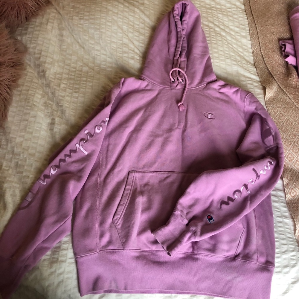 Pink Champion hoodie from urban outfitters